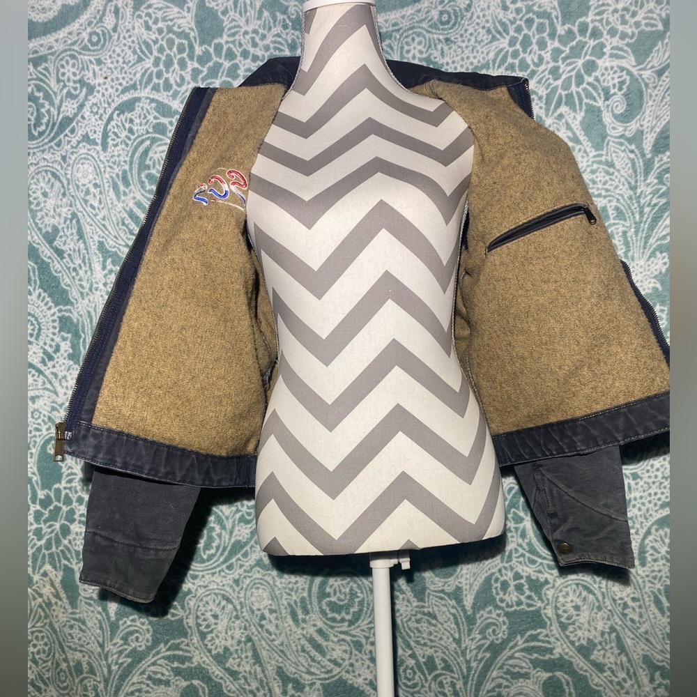 Vintage Carhartt WJ097 PTL Detroit Jacket Womens Sherpa Lined Size S Petrol Gray - Picture 7 of 11